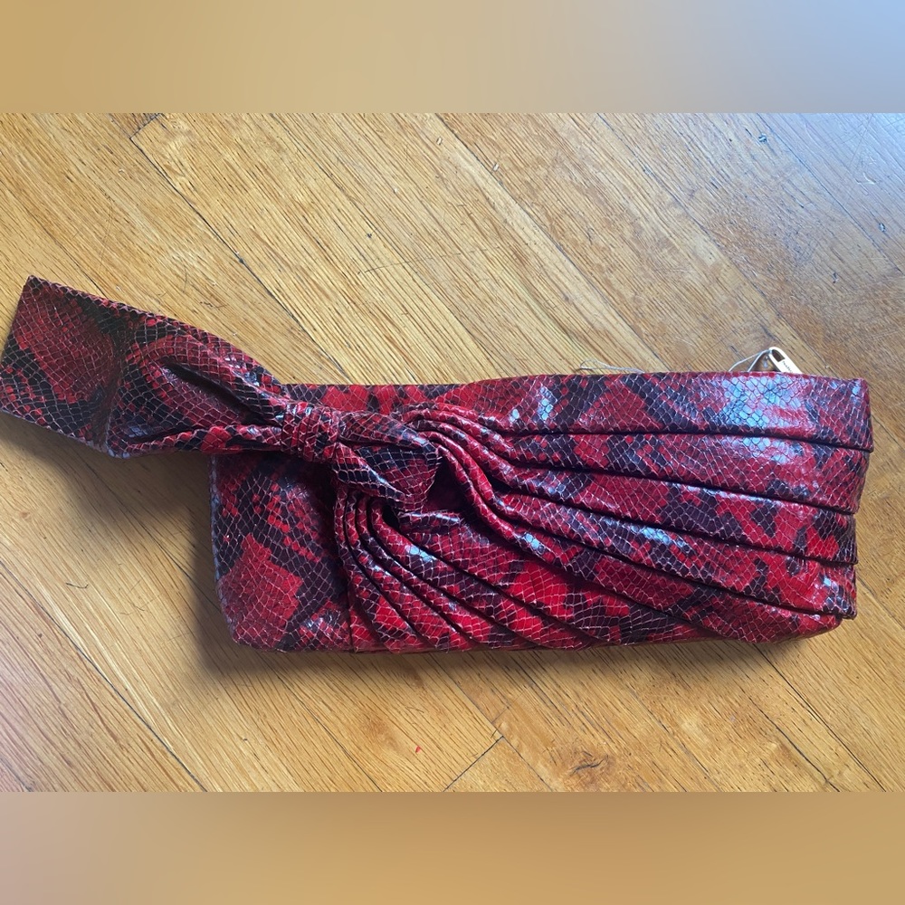 Snakeskin clutch wristlet. Red / Black never used. Brand new without tags